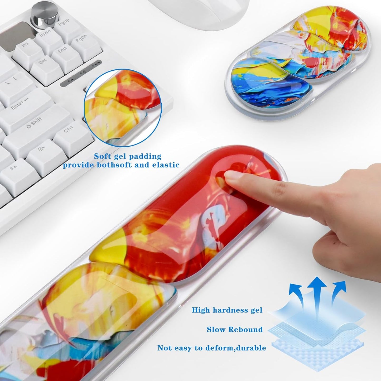 Wrist Rest for Keyboard- Ergonomic Gel Keyboard Wrist Rest and Mouse Pad Set, Non-Slip PU Base for Office, Laptop & Gaming - Green