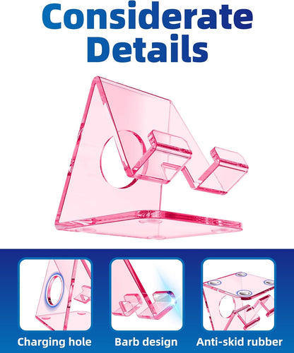 TOPGO Acrylic Cell Phone Stand, Clear Phone Holder for Office Desk, Vanity, Kitchen, Bedside Table, Compatible with iPhone 17/Smartphones/iPad/Switch/Kindle, Office Desk Accessories