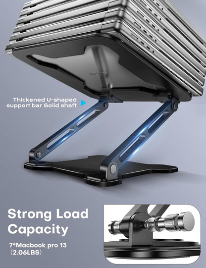 LOXP Adjustable Laptop Stand for Desk, Metal Foldable Laptop Riser, Ventilated Cooling Lectern, Ergonominc Computer Notebook Stand for Desk Compatible with 10-15.6“ Laptops
