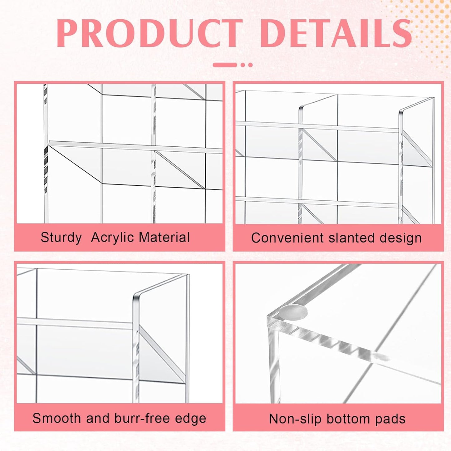 MotiMind Acrylic Pen Organizer Storage for 250 Markers Vertical Marker Organizer Acrylic Pen Display Holder for Office Desk Desktop Stationery Pencil Storage, Clear, 13 x 4 x 12.4 Inch
