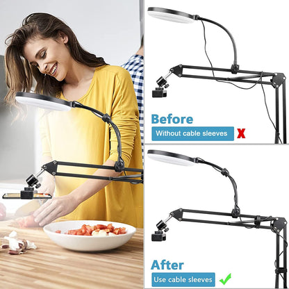 Overhead Video Stand Phone Holder Articulating Arm Phone Mount Table Top ChromLives Scissor Boom Arm Articulating Phone Stand Tablet Phone Holder for Streaming Phone Baking Crafting