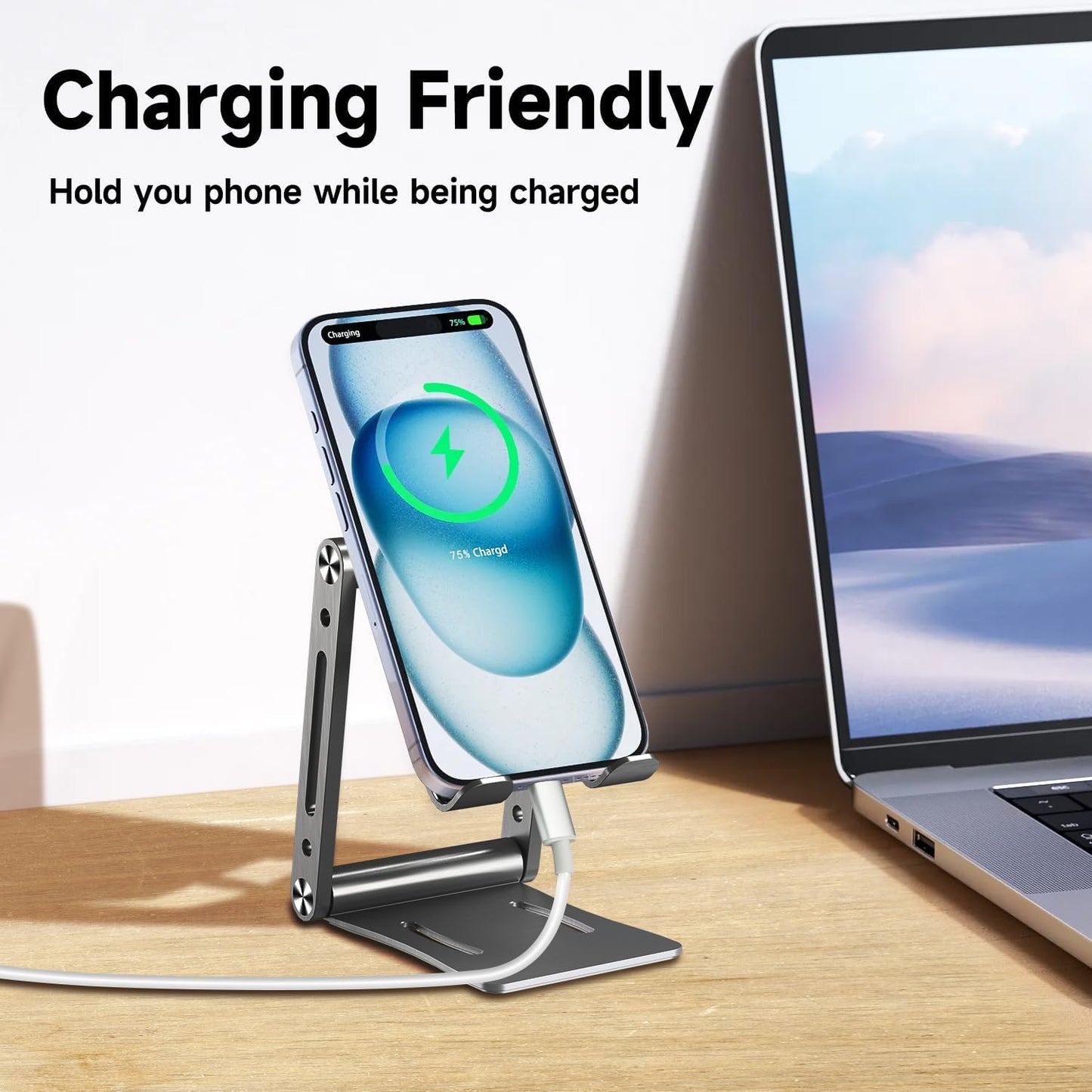 Cell Phone Stand,360° Adjustable Folding Portable Phone Holder for Desk Travel Essentials Office Accessories Compatible with All Mobile Phones,Small ipad,Switch