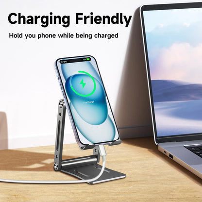 Cell Phone Stand,360° Adjustable Folding Portable Phone Holder for Desk Travel Essentials Office Accessories Compatible with All Mobile Phones,Small ipad,Switch