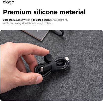 elago 3 Pack Magnetic Cable Ties, Premium Silicone Cord Organizer, Reusable Strong Magnet Cable Organizer, Elegant Desk Management Solution (Brown)