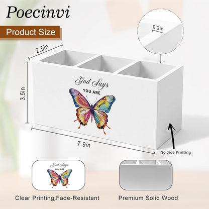 Blue Coquette Bow Pen Holder for Home Office Desk, Girly Office Decor, Preppy Blue Ribbon Bow Aesthetic Wooden Box Sign Pencil Holder for Desk Shelf Organizer