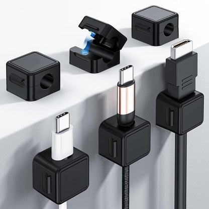 8 Pack Cord Organizer Holder, Desk Management,Magnetic and Easy to Open, Adhesive Phone Cable Wire Charger Cord Holder for Nightstand Desk Charging Cords Wall Car Desktop Office