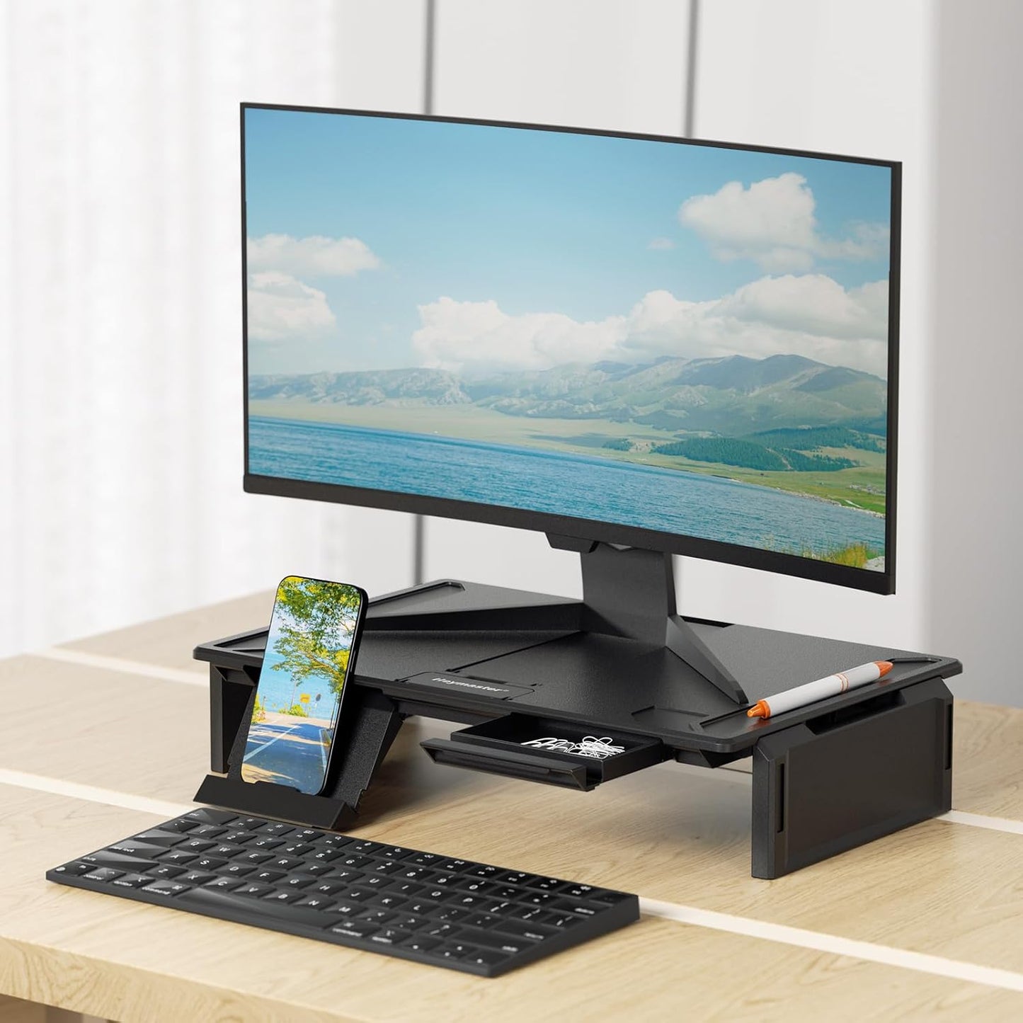 Heymaster Ergonomic Monitor Stand Riser, Laptop Stand Foldable Muti-Angle Adjustable Portable Foldable Stand with Heat-Vent Compatible with MacBook, Air, Pro, Surface Laptop (9-17 inches) (Black)