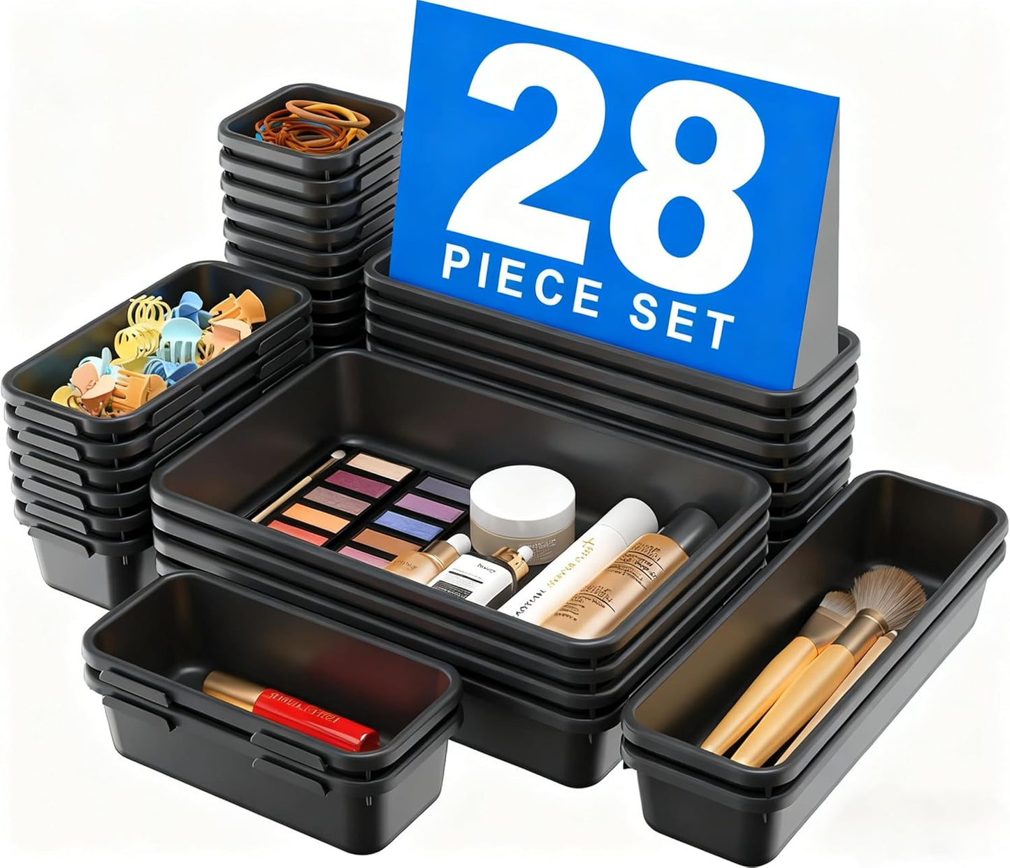 【Military Grade】A-LuGei Drawer Organizer, 【𝟱𝗦𝗶𝘇𝗲】 Makeup organizer, 【Holds 177 Items】 Bathroom Organizers and Storage, Organization and Storage, Desk Drawer Organizer for Bathroom Vanity