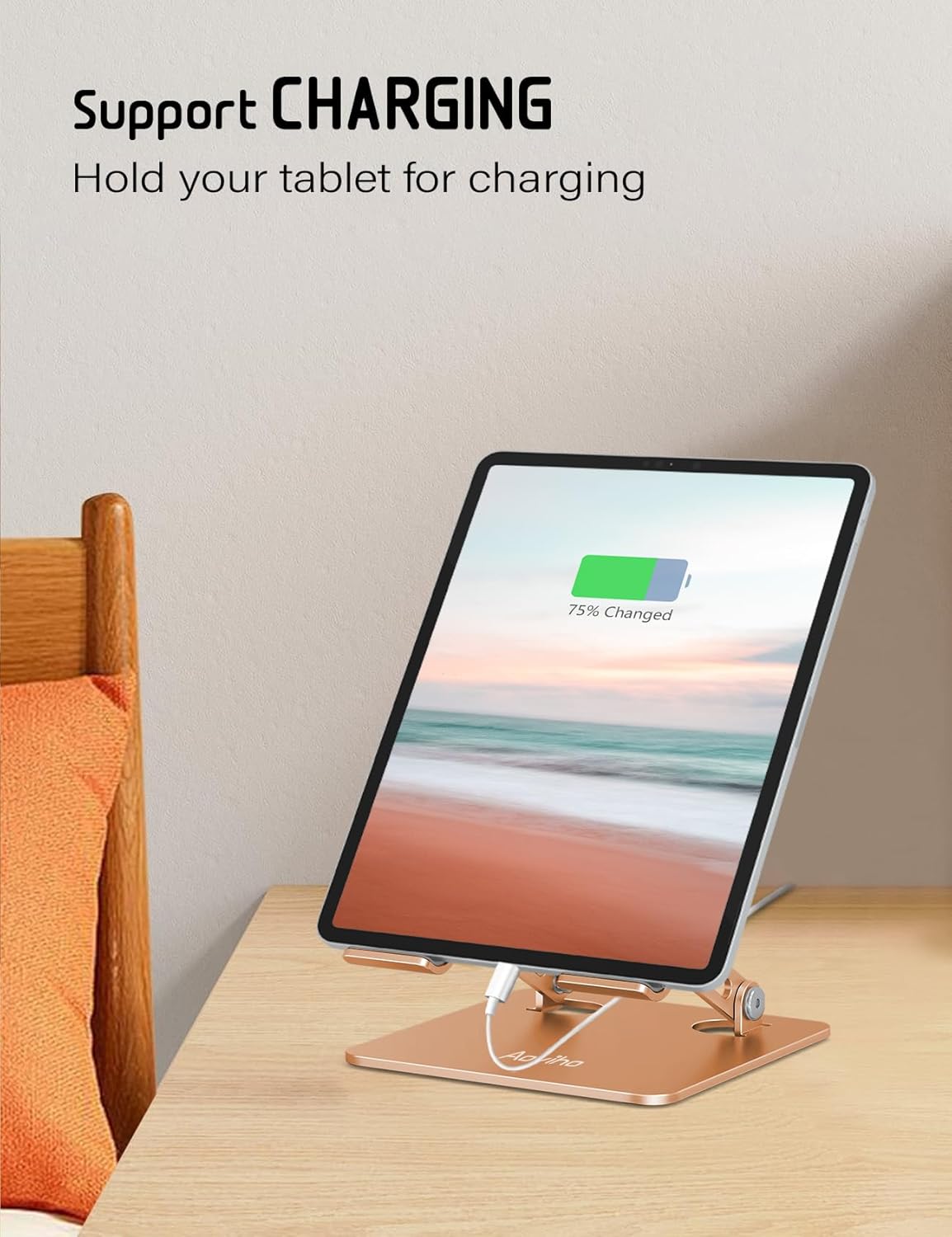 Aoviho Tablet Stand Holder for Desk, Adjustable Desktop Tablet Holder, Foldable Aluminum Tablet Mount for iPad pro 12.9, iPad Air Mini, Samsung Galaxy Tabs Z Fold Kindle Fire 4-12 inch Purple