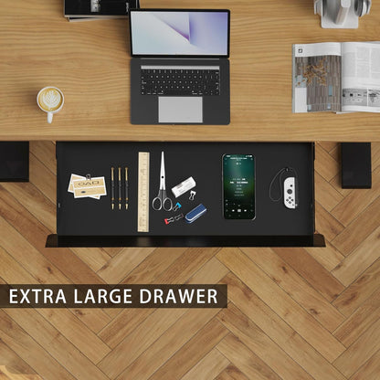Under Desk Mounted Sliding Drawer with 60 Degree Tilt Panel to Pull Out, 15'' Long & 9'' deep Large Storage Organizer for Sit Stand Workstation