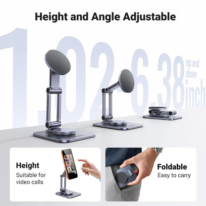 UGREEN 360° Rotation Magnetic iPhone Stand for MagSafe, Cell Phone Stand for Desk Ergonomic Design Adjustable Compatible with iPhone 17 Air 16 Pro 15 Pro Max 14 Plus 13 12 and MagSafe Case