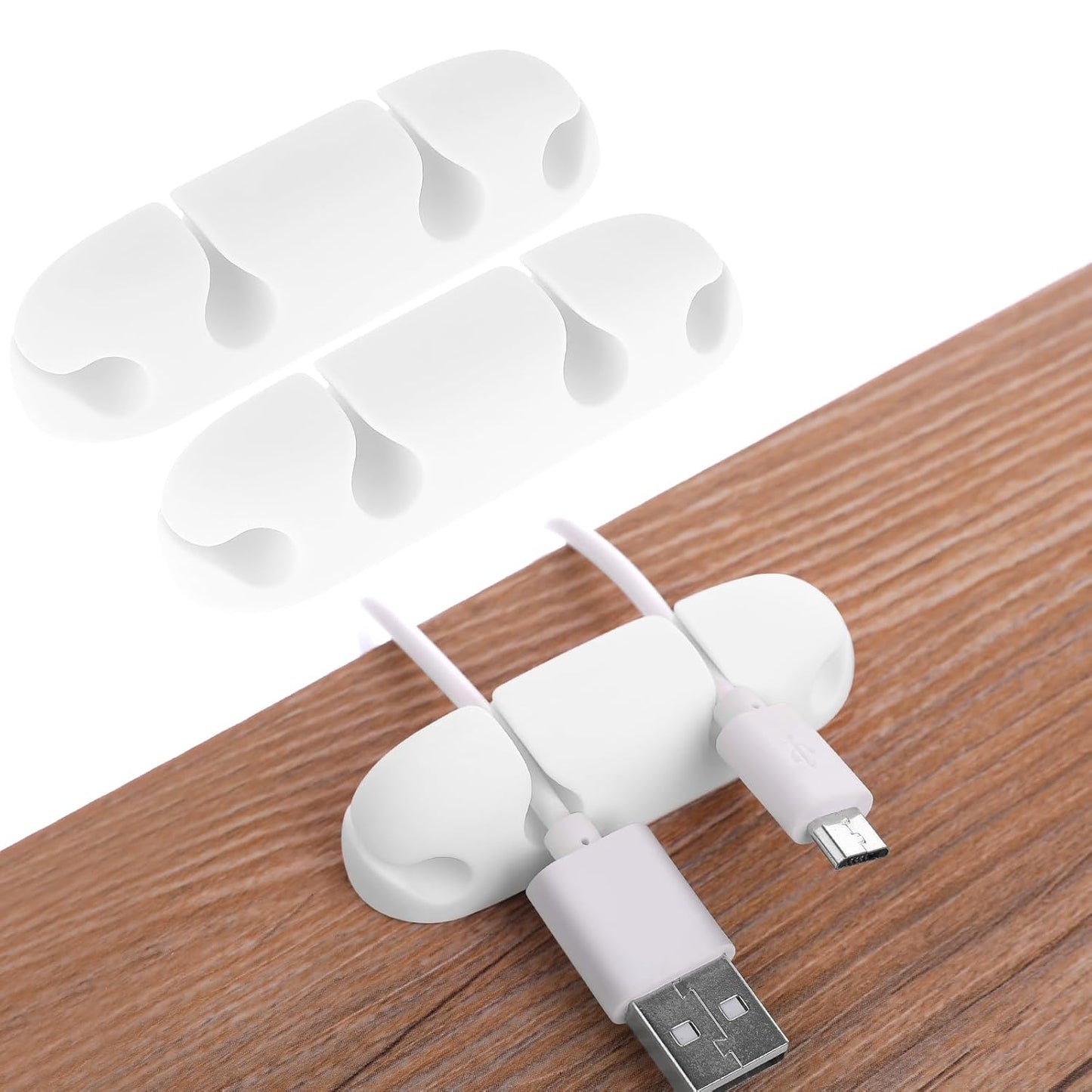 WLLHYF Cable Clips 3PCS Cord Wire Organizer Cable Management Holders 4 Hole Silicone Cable Harness USB Charging Accessory Cable Holder for Office and Home Desk (Black)