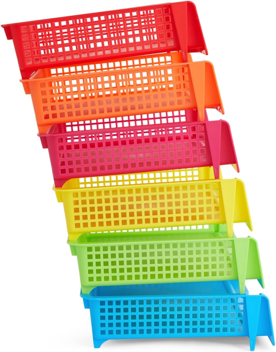 Bright Creations Teacher Supplies Letter Tray Organizer - 6-Pack Rainbow, 9 x 13 x 3 in - Stackable Paper Trays for Classroom & Teacher Desk Organizer