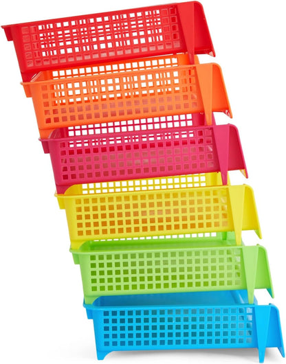 Bright Creations Teacher Supplies Letter Tray Organizer - 6-Pack Rainbow, 9 x 13 x 3 in - Stackable Paper Trays for Classroom & Teacher Desk Organizer
