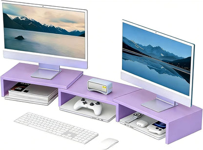 Desk Organizers and Accessories, Dual Monitor Stand Riser, Monitor Desk Shelf for Desktop Organization (Black)