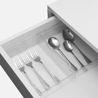 4 Pack 12"x 6" Large Size Clear Plastic Desk Drawer Organizer Tray Bathroom Office Kitchen Utensils Silverware Gadgets Dividers Desk Drawer Storage Bins Container for Dresser Cosmetic Makeup