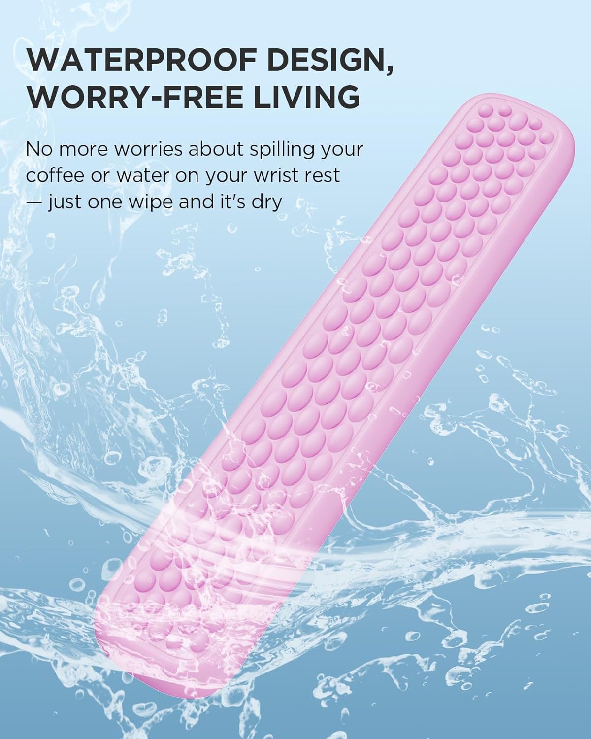 Lekvey Ergonomic Keyboard Wrist Rest - Memory Foam with Massage Points & Waterproof PU Leather Wrist Pad, Carpal Tunnel Support for Office Computer/Gaming, Typing Pain Relief, Easy-Clean（Rose Pink）