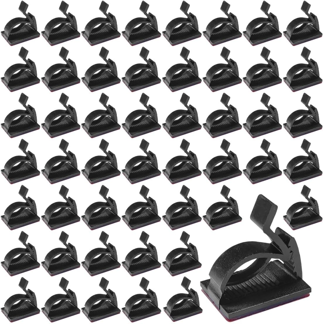 50PCS Adjustable Cable Clips Self Adhesive Cord Organizer - Sticky Wire Clamp Management Cord Holder for Car Dash Cam Home Office Desk Wall Tables