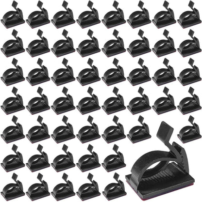 50PCS Adjustable Cable Clips Self Adhesive Cord Organizer - Sticky Wire Clamp Management Cord Holder for Car Dash Cam Home Office Desk Wall Tables