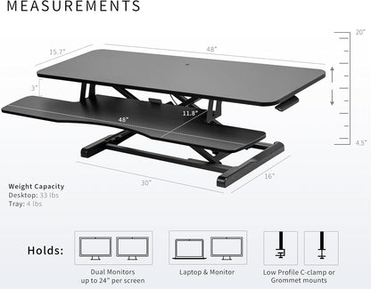 VIVO 26 inch Desk Converter, K Series, Height Adjustable Sit to Stand Riser, Dual Monitor and Laptop Workstation with Keyboard Tray, Black, DESK-V026KB