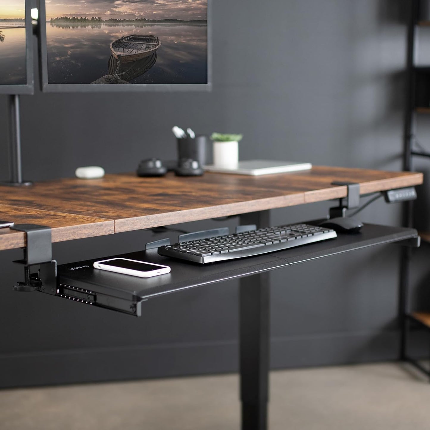 VIVO Large Clamp-on Computer Keyboard and Mouse Under Desk Slider Tray, 27 x 11 inch Pull Out Platform Drawer, White, MOUNT-KB05W