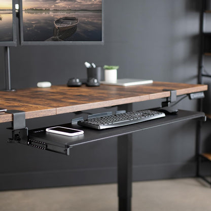 VIVO Large Clamp-on Computer Keyboard and Mouse Under Desk Slider Tray, 27 x 11 inch Pull Out Platform Drawer, White, MOUNT-KB05W