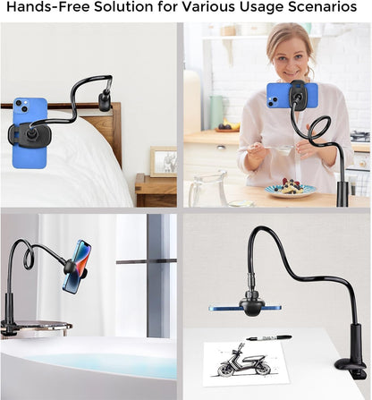 TONDA Phone Holder for Bed Desk, Gooseneck Phone Holder Stand with 33 inch Adjustable Flexible Long Arm Clip Clamp Bracket Mount for iPhone 15 Pro Max XR X 8 7 6 or Other 4-7" Devices