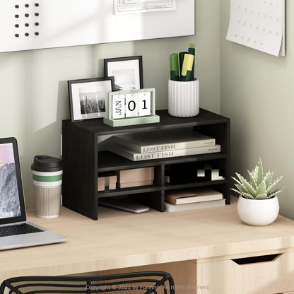 Furinno Classic Desk Organizers and Accessories, 2-Tier Monitor Riser, Office Organization, Desk Top Book Shelf, for Office Supplies, Office Desk Accessories, Dark Espresso