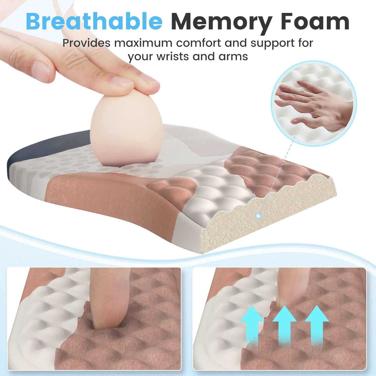 HAOCOO Keyboard Wrist Rest, Ergonomic Mouse Pad with Wrist Rest, 3 in 1 Keyboard and Mouse pad with Coaster Set, Memory Foam Wrist Support, Non-Slip PU Base for Home Office, Rose Gold Pink
