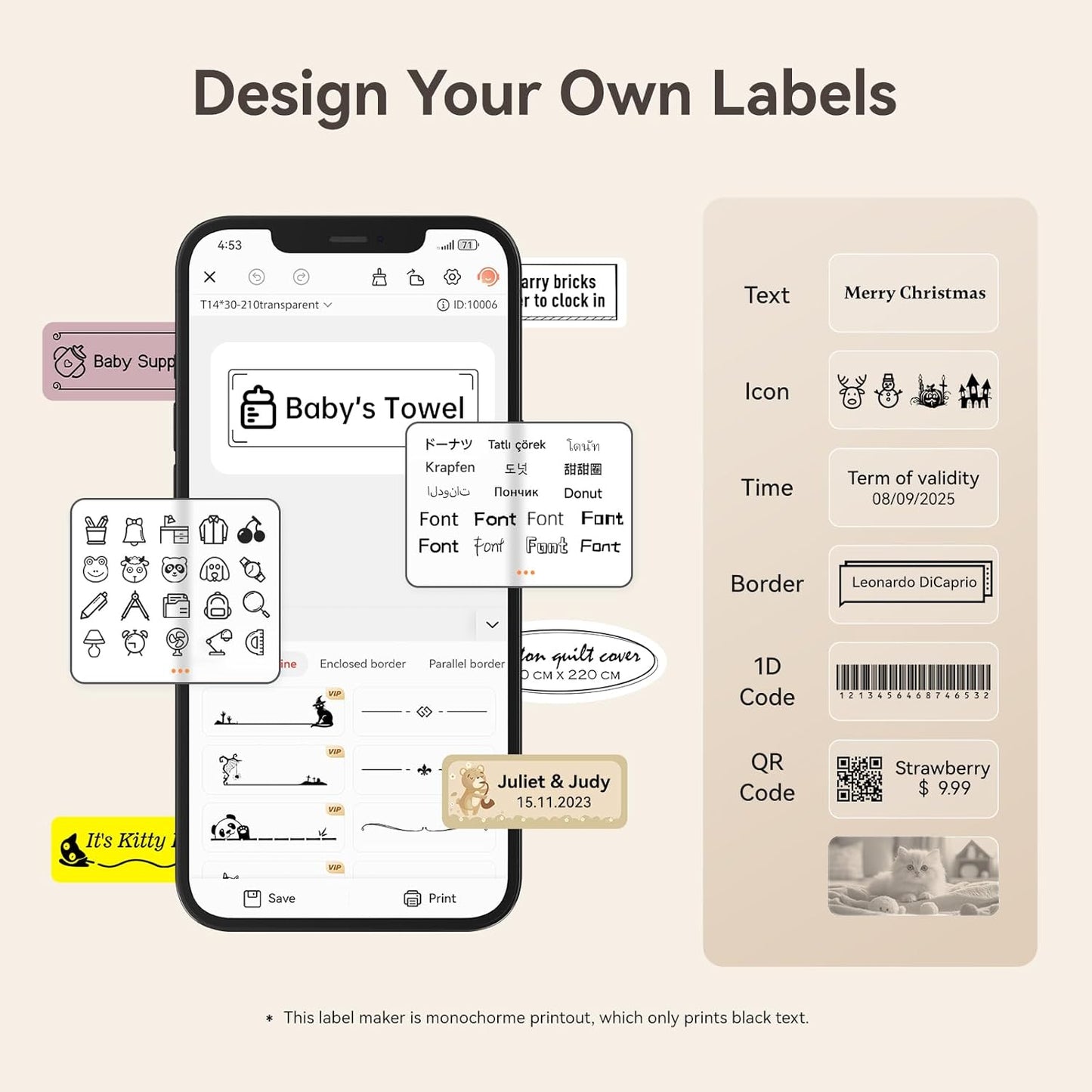 NIIMBOT D11 Label Tape D110 Label Maker Papers 3Rolls Cable Labels, Self-Adhesive Labeling Tape 0.47" X 4.29" (12 X 109mm) Cable Label Refills for Home Office Circuit Box, 195 Labels/3Rolls, White