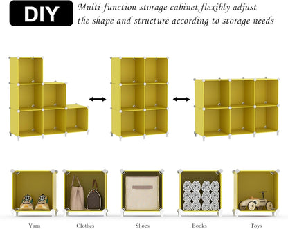 AWTATOS Cube Storage Organizer, Storage Cubes Shelves Bookshelf, 6 Cube Closet Organizers and Storage, DIY Stackable Plastic Clothes Organizer Shelving for Bedroom, Home, White
