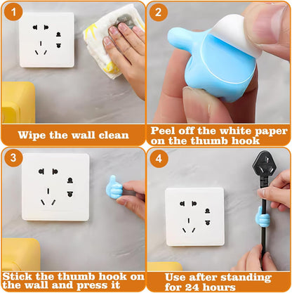 36 Pcs Pencil Holder for Desk Kids, Self Adhesive Adhesive Cable Clips, Silicone Thumbs Up Outdoor Command Hooks for Cords, Wall, Keys