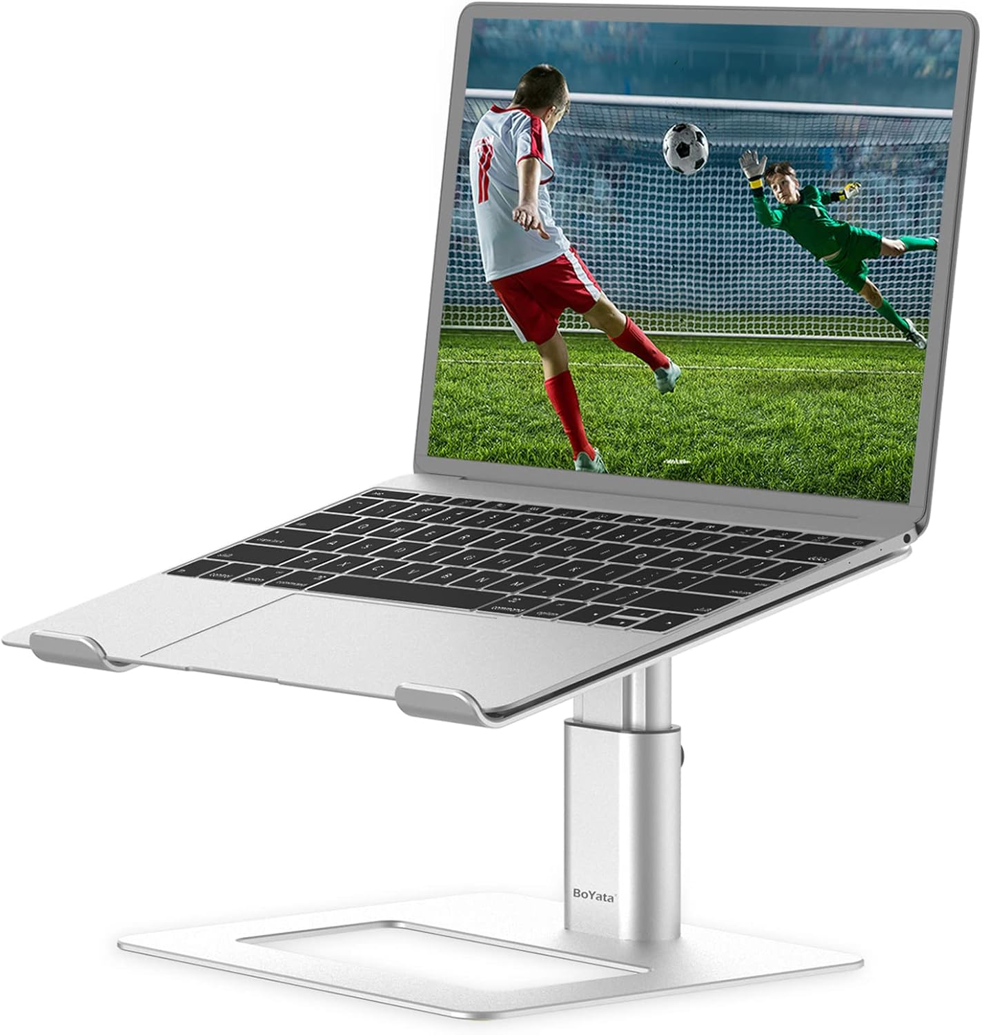 BoYata Laptop Stand, Ergonomic Aluminum Height Adjustable Computer Stand Laptop Holder for Desk, Compatible with MacBook Pro/Air, Dell, Lenovo, HP, Samsung, More Laptops 11-17" (Black)