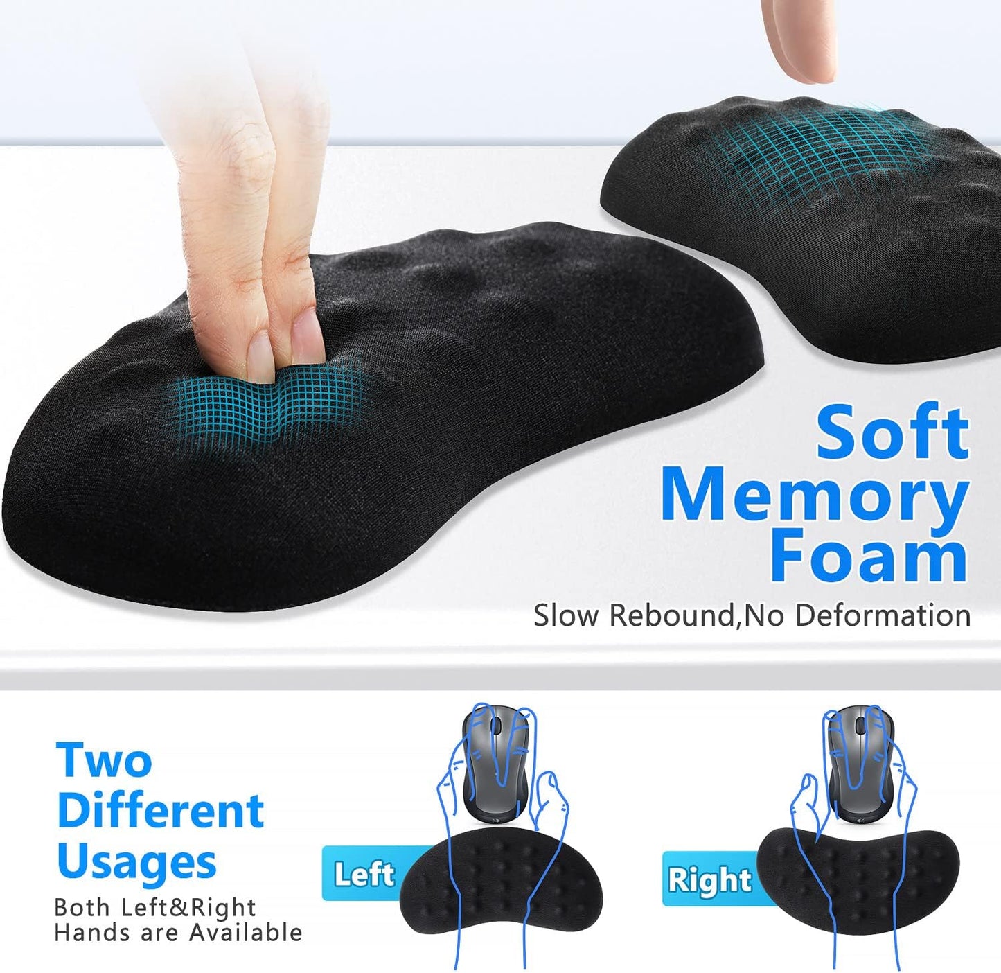 Gimars Upgrade Enlarge Silky and Superfine Fabric Gel Memory Foam Keyboard Wrist Rest Set, Ergonomic Keyboard Mouse Wrist Support for Typing Pain Relief, Comfort for Office, Gaming, Computer