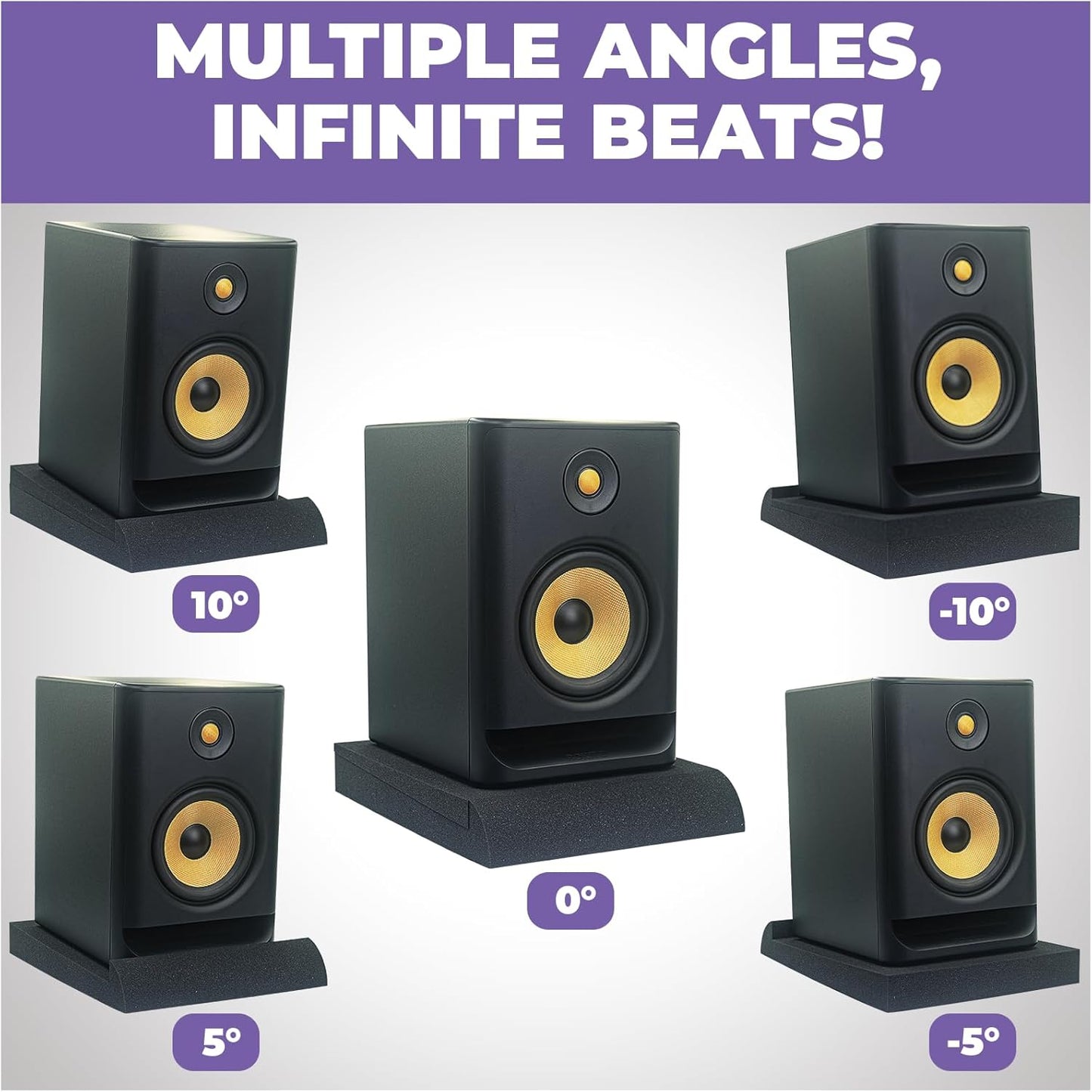 Liquid Stands Studio Monitor Sound Isolation Pads for Speakers 5" High-Density Speaker Foam Pads That Prevents Vibrations Angled Speaker Riser - Acoustic Speakers Isolation Pad for Floor, Desktop