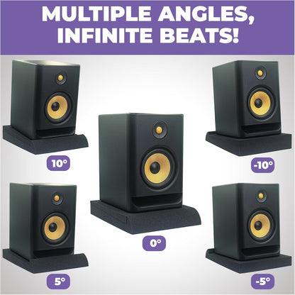 Liquid Stands Studio Monitor Sound Isolation Pads for Speakers 5" High-Density Speaker Foam Pads That Prevents Vibrations Angled Speaker Riser - Acoustic Speakers Isolation Pad for Floor, Desktop