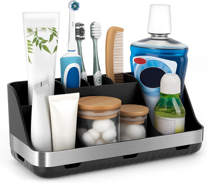 GFWARE Bathroom Organizers and Storage - Detachable 7 Slots Kids Electric Toothbrush and Toothpaste Holde Drainage for Bathroom Accessories Organization Counter Vanity Storage