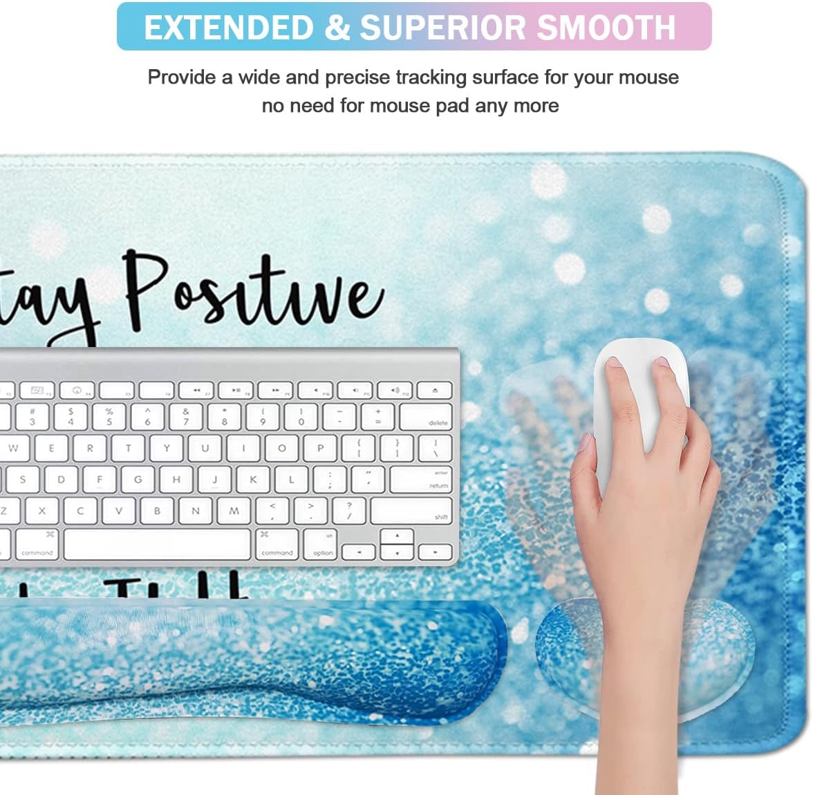 4-in-1 Large Mouse Pad, Keyboard Wrist Rest Pad & Wrist Support Mousepad Set, Extended Desk Pad Waterproof Desk Mat for Home Office Study Game