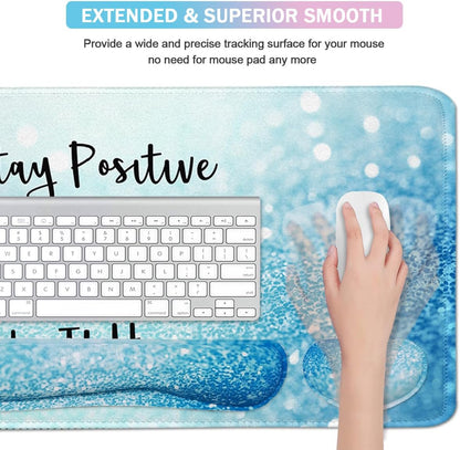 4-in-1 Large Mouse Pad, Keyboard Wrist Rest Pad & Wrist Support Mousepad Set, Extended Desk Pad Waterproof Desk Mat for Home Office Study Game