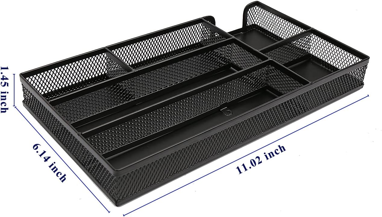Desk Drawer Organizer, A4 Large Metal Mesh Desk Rrganizer Tray, Versatile Storage Box Set for Office Home Supplies,13 x 9 inches