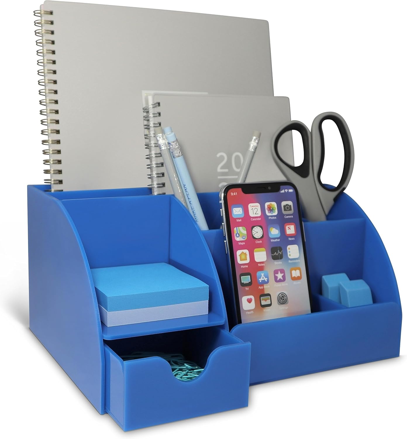 My Space Organizers Clear Acrylic Desk Oganizer, 9 Compartments, Office Supplies and Desk Accessories Organizer, Home Decor Desktop Organizer (Clear)