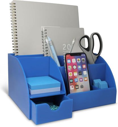 My Space Organizers Clear Acrylic Desk Oganizer, 9 Compartments, Office Supplies and Desk Accessories Organizer, Home Decor Desktop Organizer (Clear)