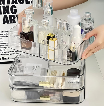 Stackable Cosmetics Organizer Drawers, Bathroom Vanity Makeup Organizers and Storage, Ideal for Desk and Dresser Countertops, Great for Palette, Skincare, Lipsticks, Nail Care. Green