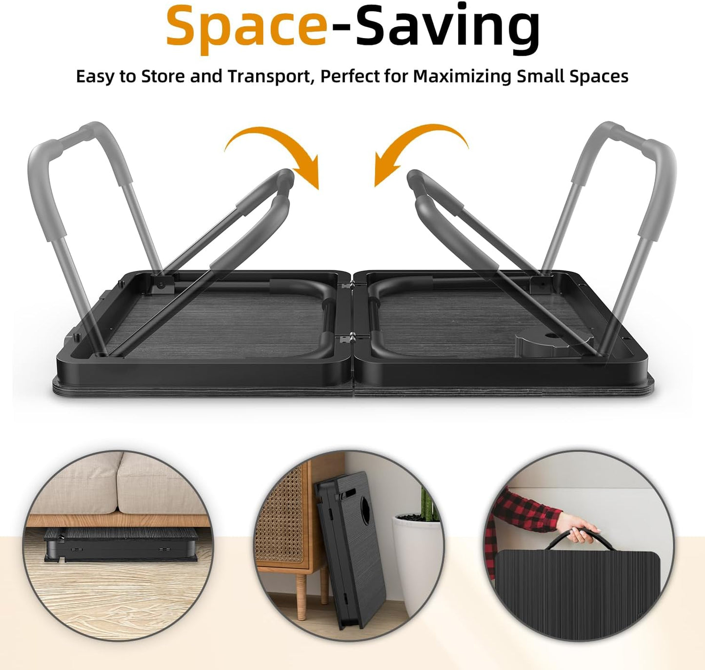 BUYIFY Foldable Laptop Bed Desk for Couch, Sofa - Large Lap Desk Tray Table with Cup Holder and Tablet Slot - Portable Notebook Stand for Eating, Writing, Studying and WFH -NEW-006