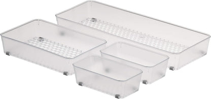 Spectrum Hexa 6 x 12 Drawer Organizer for Kitchen Utensils with Innovative Honeycomb Base Design, Silverware Tray for Cutlery and Flatware Storage, Bathroom Vanity or Desk Solution, Clear Frost