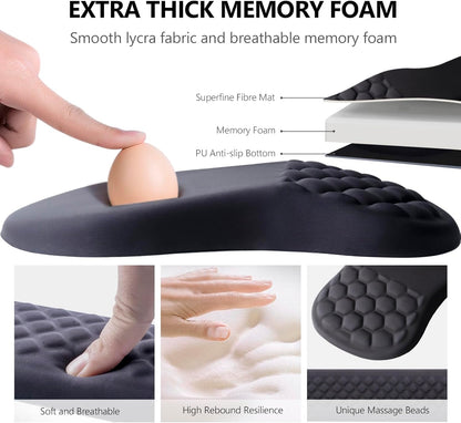 Mouse Pad Wrist Support, Laokiiy 2 in1 Keyboard Wrist Rest+ Ergonomic Mouse Pad, Non-Slip Wrist Rest for Computer Keyboard, Made Easy Typing & Relieve Wrist Pain（Banana Leaf Green）