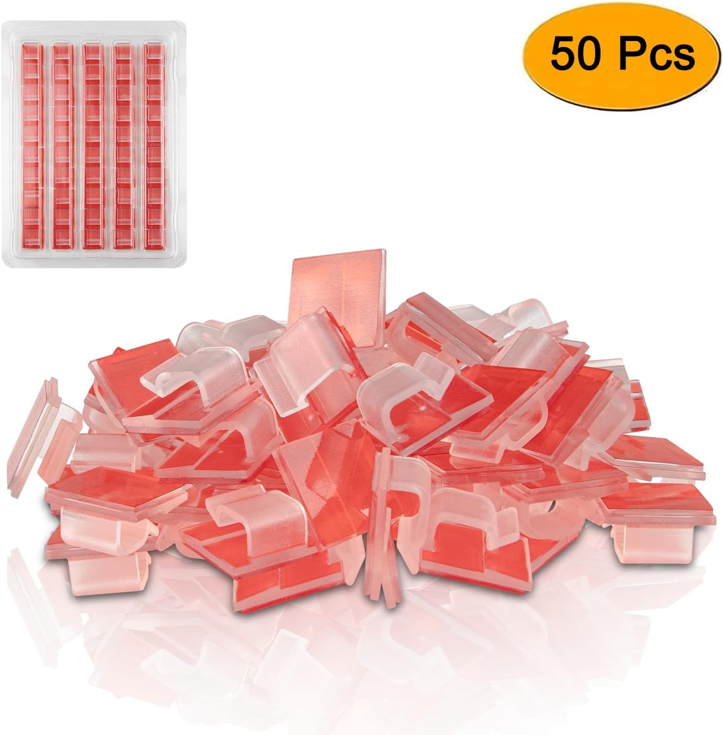 SOULWIT 50 Pcs Self Adhesive Cable Management Clips, Cable Organizers Sticky Wire Clips Cord Holder for TV PC Laptop Ethernet Cable Desktop Home Office (Black)