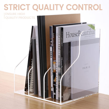 Magazine Holder, Clear Acrylic Magazine Rack, File Organizer for Office Desk, Book Organizer,-One-Piece-3 Vertical spaces,1 pack (B5)……