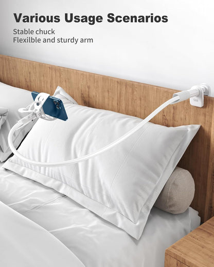 SAIJI Gooseneck Bed Phone Holder, Flexible Long Arm Phone Mount for Desk, Clip Bracket Clamp Stand, iPhone Stand, Mobile Cell Phone Stand Document Camera Nintendo Switch (Black)