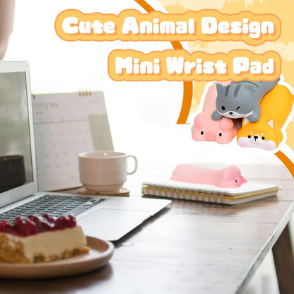 3 Pcs Cute Wrist Rest Support for Mouse Keyboard Computer Kawaii Mouse Pad Cat Pig Dog Animal Design Computer Arm Rest Cushion Mat for Laptop Desk Office Supplies